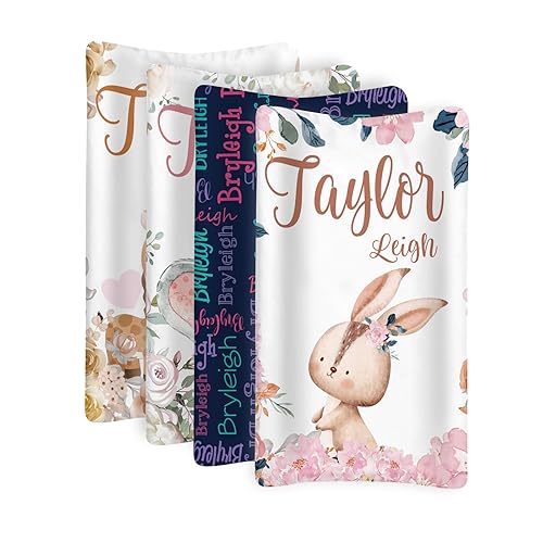 Juego de fundas para cambiador personalizadas, tejido de jersey, cómodo, acogedor, ultra suave, unisex, con nombre personalizado, para bebés, niños