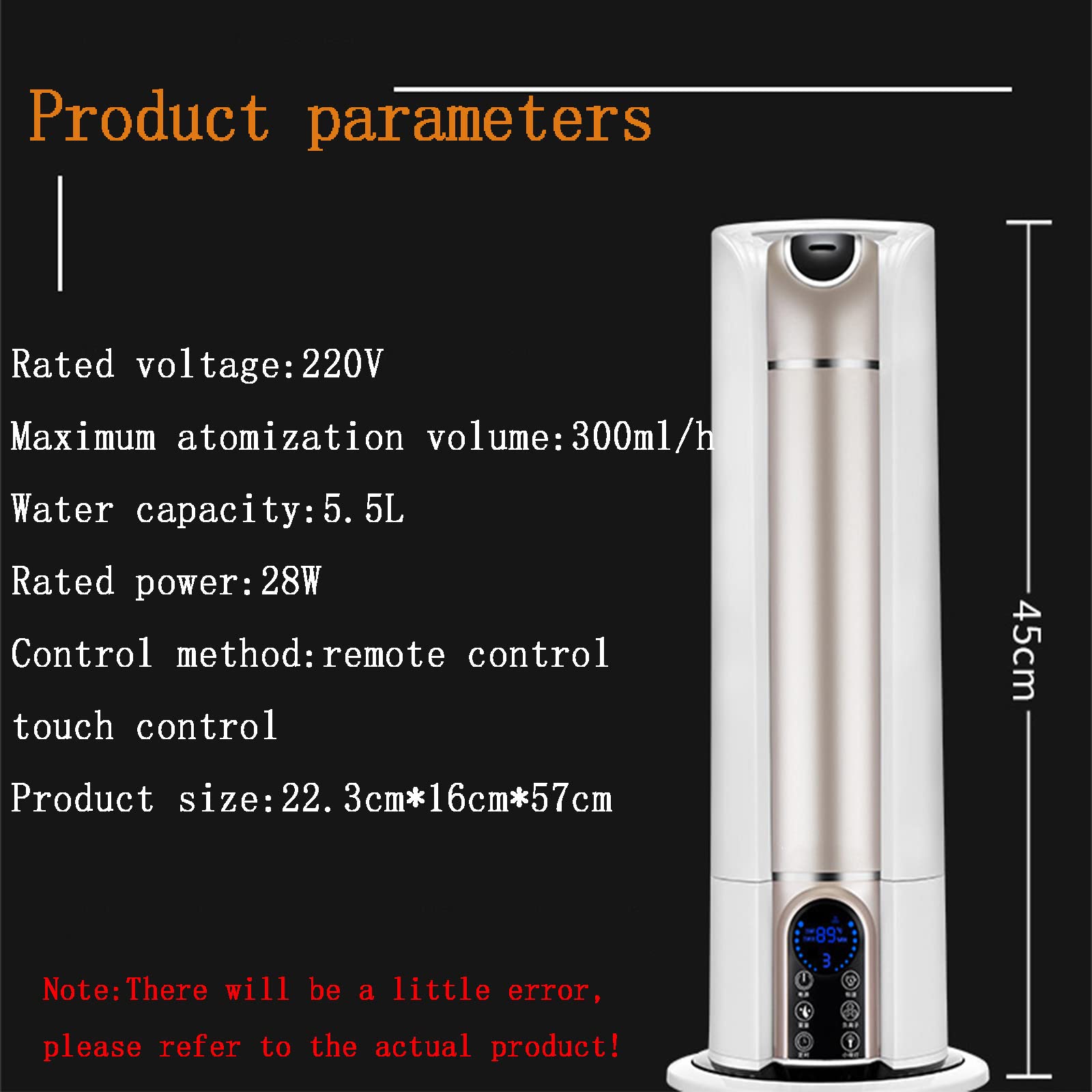 Umidificatore da Pavimento da 5 Litri con Telecomando Intelligente, umidità costante, Grande capacità e Silenzioso, spegnimento Automatico.,