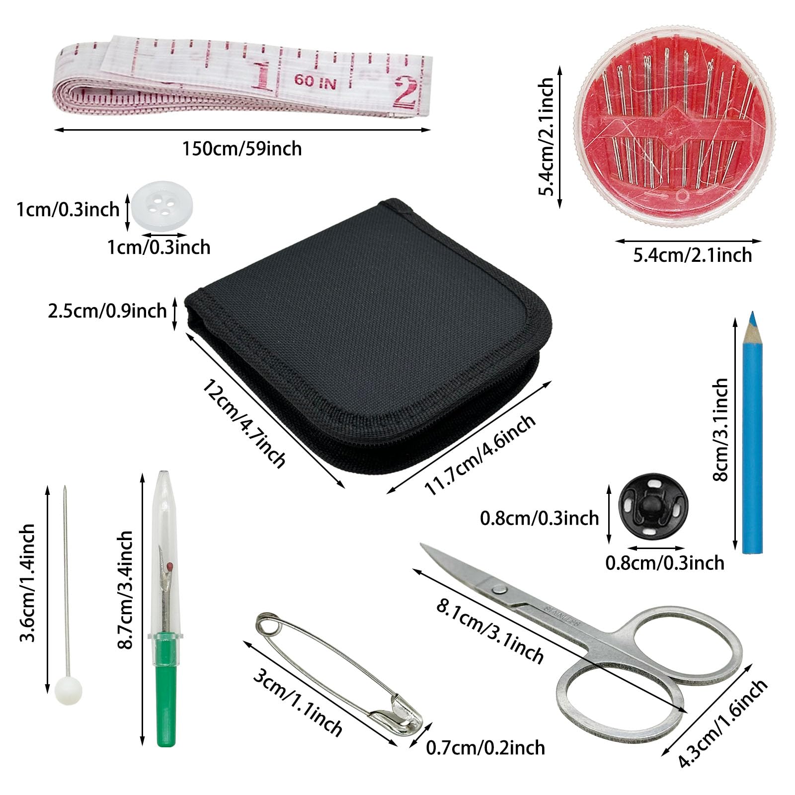 JMZLLRX - Kit Da Cucito Da Viaggio 27 Pezzi, Con 14 Rocchetti Di Filo E Accessori, Custodia Portatile Per Emergenze E Principianti - 3