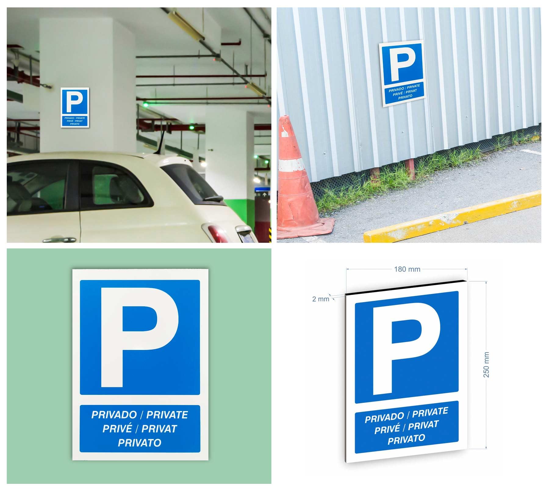 Cartello Parcheggio per disabili in alluminio / Dibond 200 x