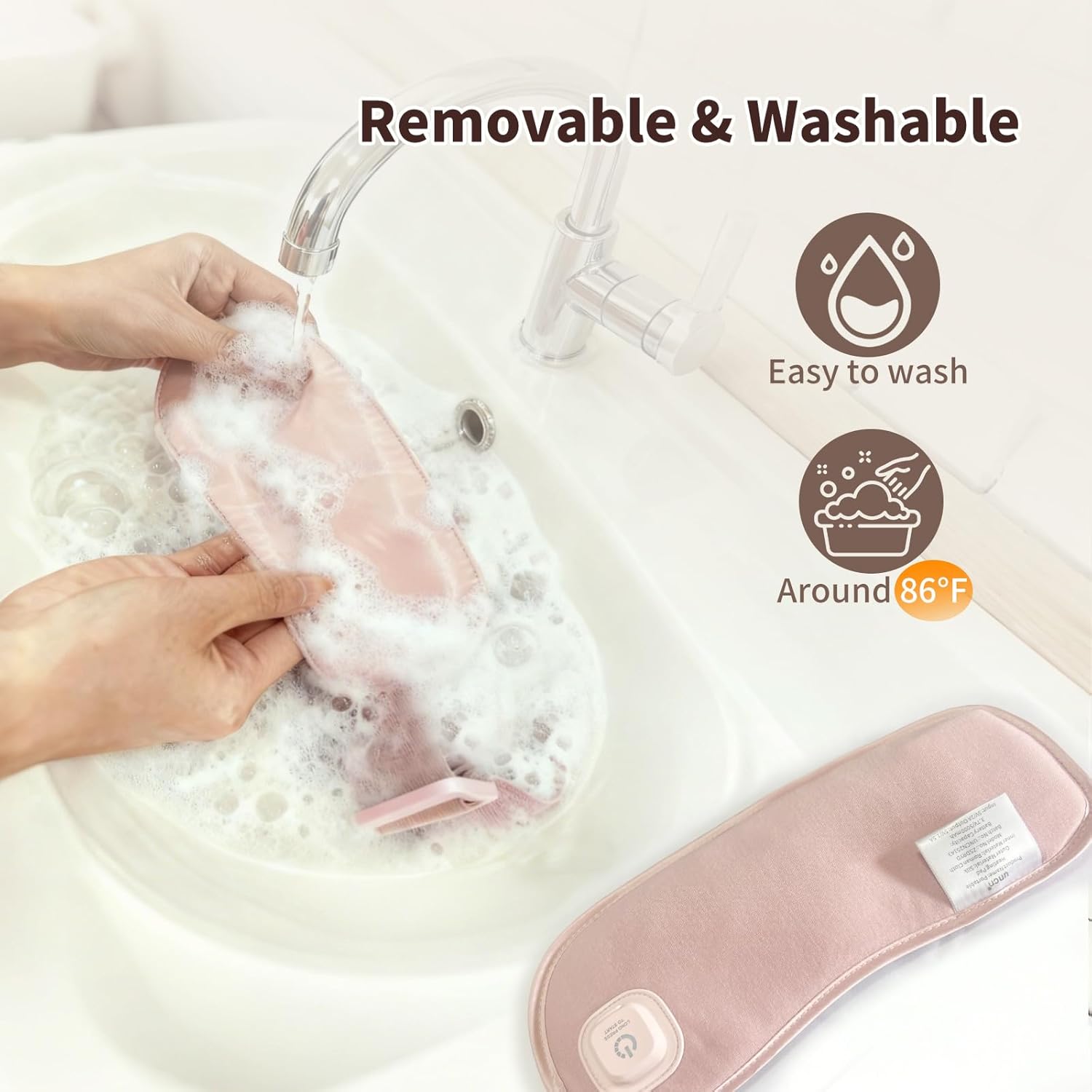 Pure Silk Heating Pad for Period Cramps Portable Cordless Washable 5000mAh Rechargeable Heat Pack for Menstrual, Stomach & Back Pain Relief, 4 Heat Modes with Auto Shut-Off Electric Pink
