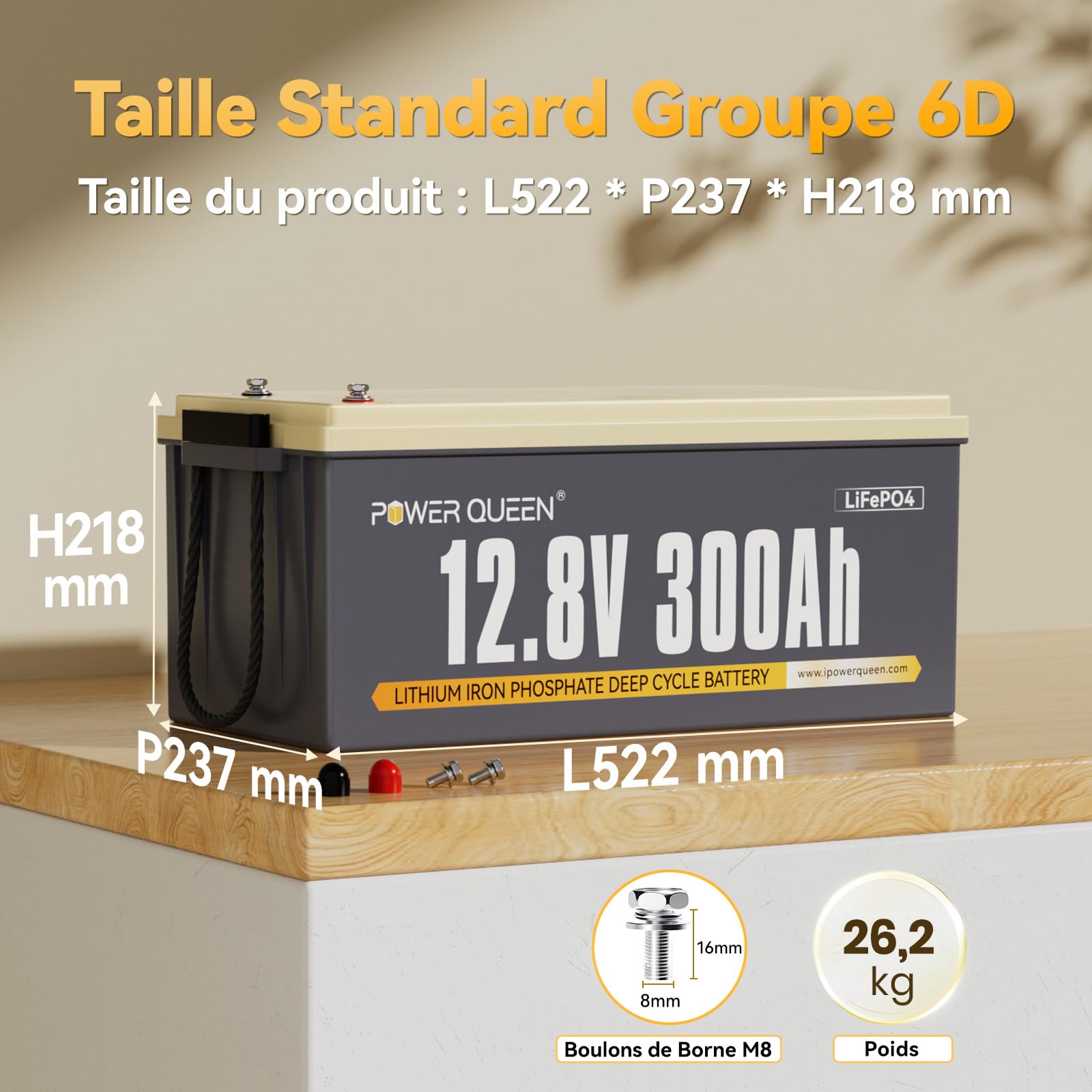 Power Queen 2 Pièce 12V 300Ah LiFePO4 Batterie, 3840Wh Integriertes 200A BMS, Lithium Batterie Leistung, 4000-15000 Tiefzyklen, 10 Jahre Lebensdauer, Perfekt für Solar, Wohnmobil, Yachten, Off-Grid