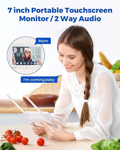 Miniatura 4 de Camcamp Sistema de cámara de seguridad inalámbrica solar de 4 MP, monitor de pantalla táctil portátil de 7 pulgadas, cámara de seguridad 2K de 4