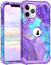 Hocase for iPhone 11 Pro Max Case, Heavy Duty Shockproof Protection Soft Silicone Rubber Bumper+Hard Plastic Hybrid Protective Case for iPhone 11 Pro Max (6.5"") 2019 - When Purple Meets Blue