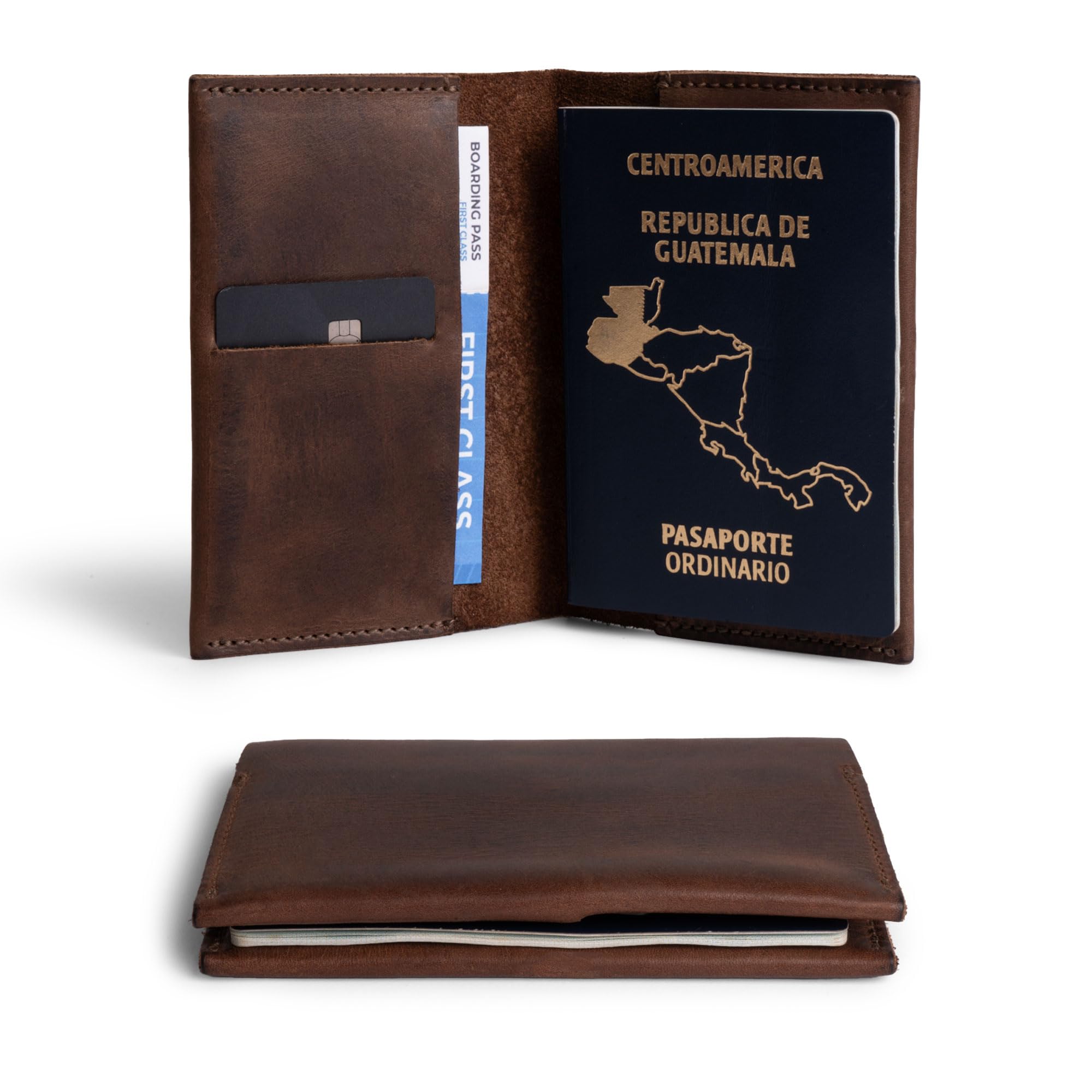 Hide & Drink, Reisepasshülle aus Leder mit Kreditkartenfach, scheinfach, Traveler Essentials, handgefertigt :: Bourbon Brown