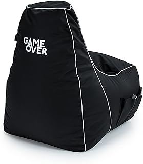 Game Over Purifying Code Video Gaming Bean Bag Chair | Indoor Living Room | Side Pockets for Controllers | Headset Holder | Ergonomic Design for the Dedicated Gamer