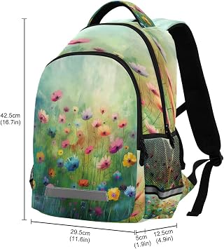 ATTX Waterproof Backpack with Colorful Flowers Painting Design - Ergonomic Daypack for Outdoor Hiking, Travel & Sports#6