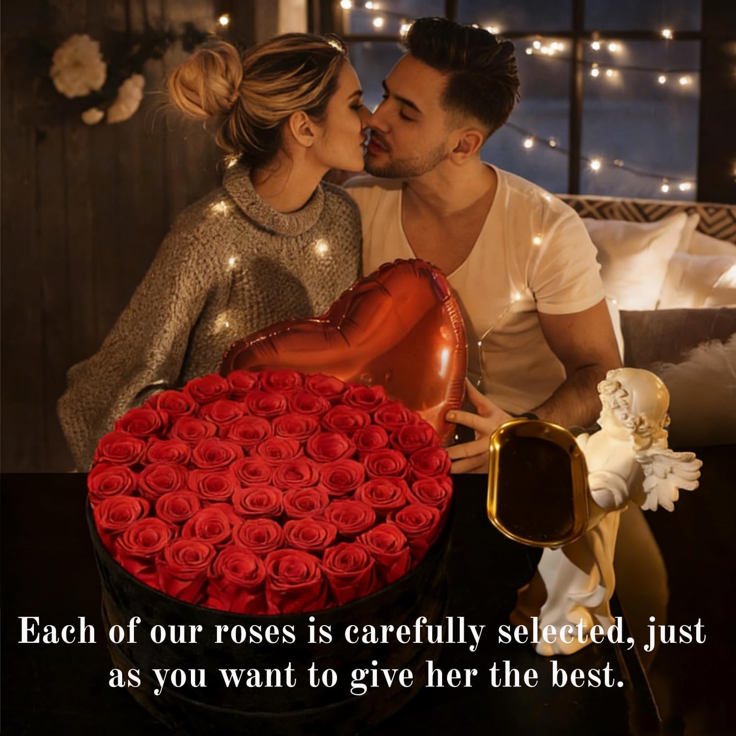 Valentines Day Gifts 47 Flowers, Luxury Real Preserved Roses in a Suede Box, Forever Roses in a Box, Red Roses Bouquet, Anniversary, Proposal, Wedding, Birthday, Gifts for Women,Girlfriend, Wife, Her - Image 2