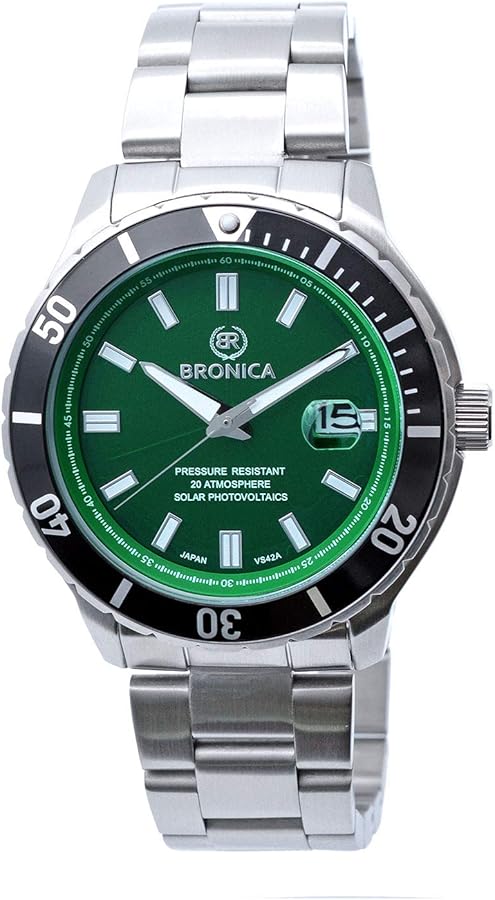 Amazon | [BRONICA] ダイバーズウォッチ ブロニカ 日付表示 ソーラー