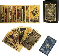 SUNHHX Tarot Cards, 78 Tarot Cards Deck PVC Waterproof Wrinkle Resistant Gold Foil Classic with English Instructions Book, Suitable for Tarot Beginners and Experts