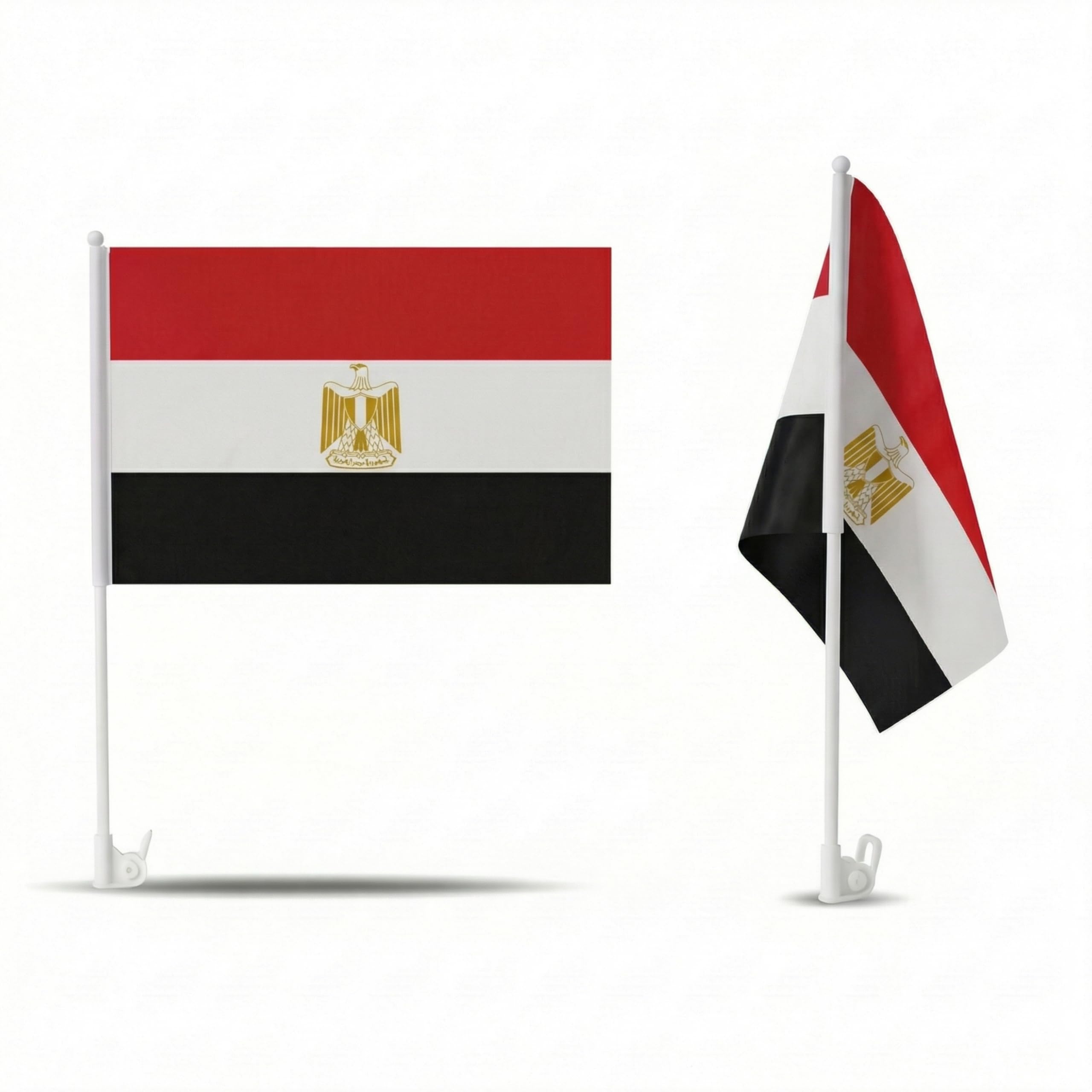 2er Set Auto Fahne Ägypten - Autofahnen Ägyptische Flagge 30 x 45 cm, Fußball Fanartikel, WM & EM, Länderflagge Ägypten
