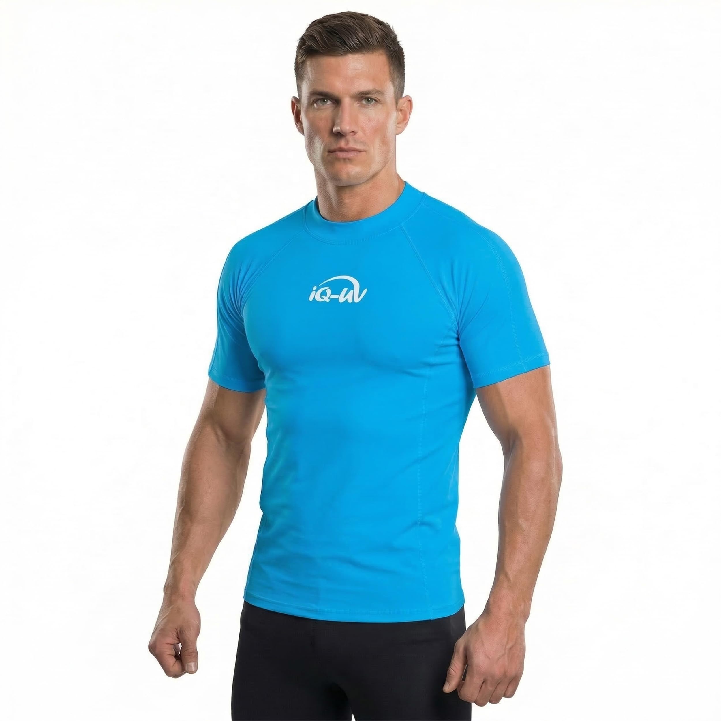 iQ-UV Rashguard Uomo Slim Fit – Maglietta UV Protezione Solare UPF 50+ – Surf e Nuoto – Maglia Anti UV Uomo – Materiale Riciclato – Maglia Termica Piscina – Traspirante e Asciugatura Rapida