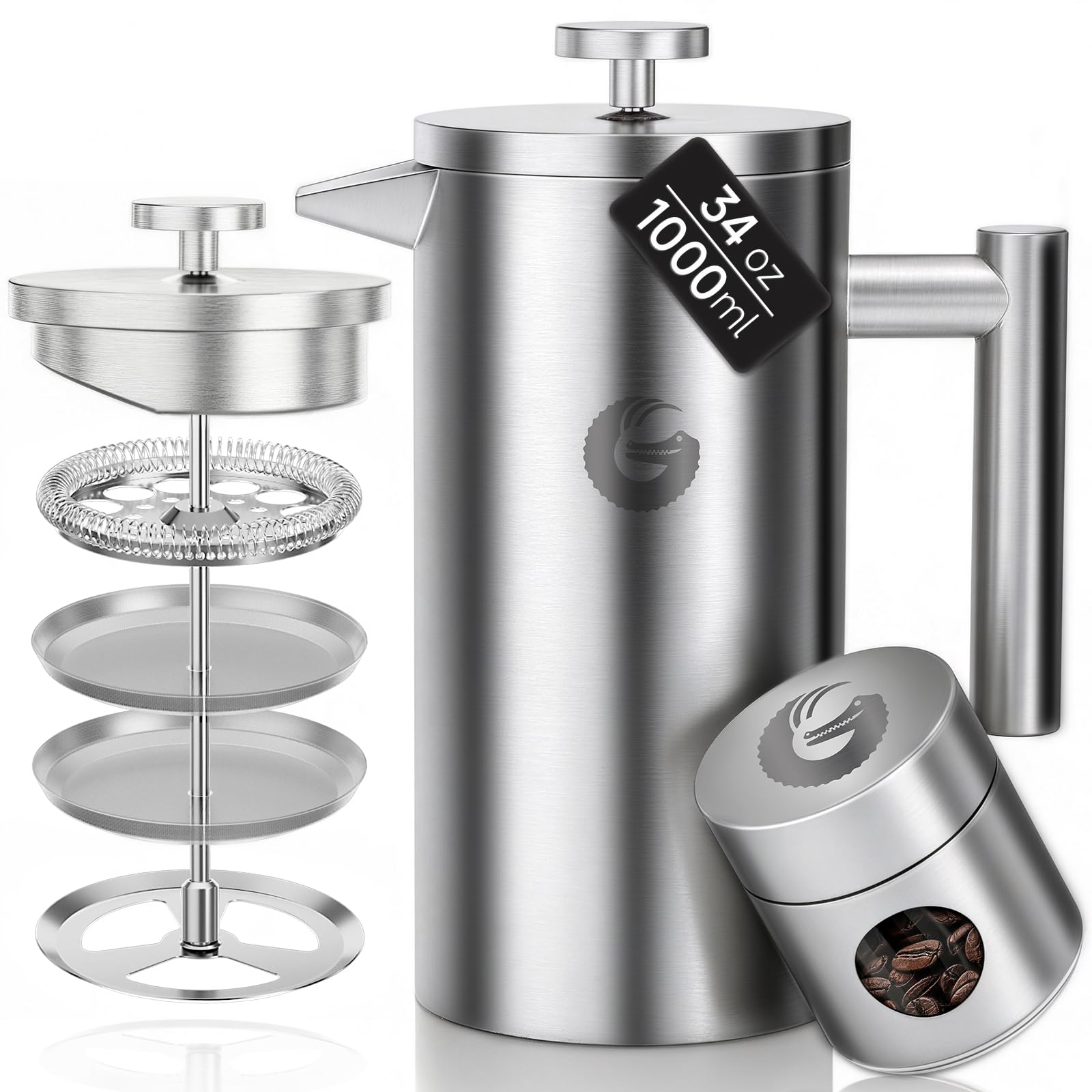 Coffee Gator Pour Over Koffiezetapparaat – meer smaak met een papierloos roestvrijstalen filter en een glazen karaf – Handmatig Drip koffiezetapparaat – 400 ml