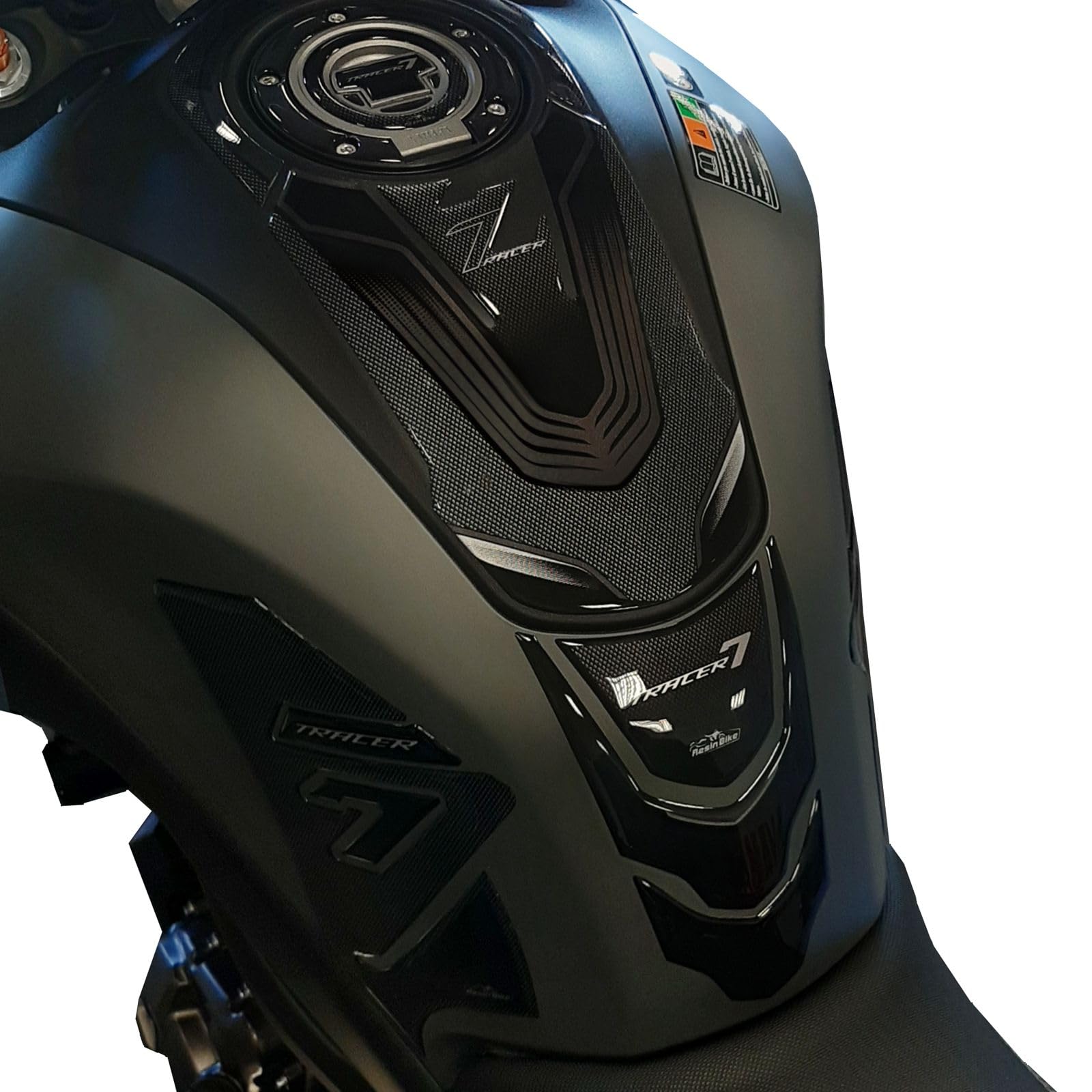 Resin Bike Kit Autocollant Moto Compatibles avec Yamaha Tracer 7 2021-2023. Protection de Réservoir Moto Contre Les Chocs et Les Éraflures. Kit Autocollant 3D Résinés Made in Italy