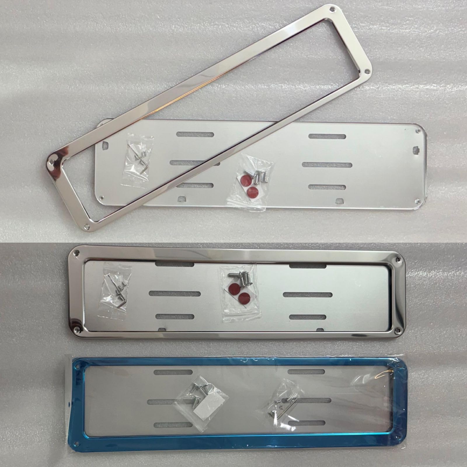 Car Metal Number Plate Frame Set of Two (Front and Rear) Car Registration Licence Plate Holder Compatible with Most of All Cars Number Plate Holder Protector Cover. (Chrome, Metal NUMER-Frame.)-image-7