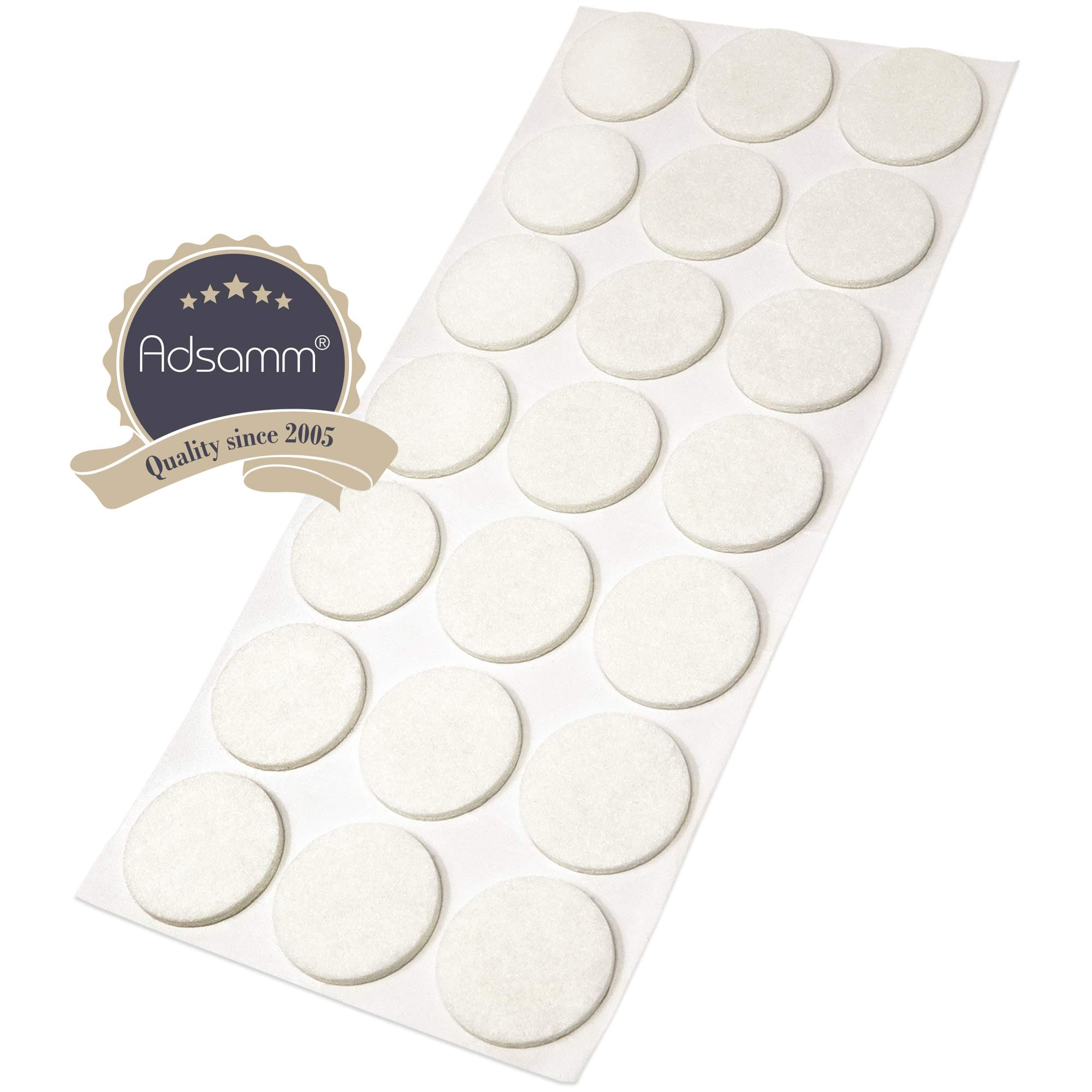 Adsamm 21 x self-Adhesive Felt Pads White 1 18 30 mm Round 0 138 3 5 mm Thick — view 2