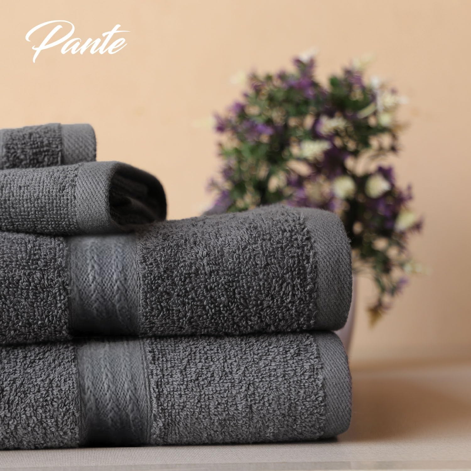 PANTE Luxurious 4-Piece Premium Turkish Bath Towels | 100% Cotton Towels for Bathroom | Soft, Quick Drying, and Highly Absorbent Bath Towel Sets for Gym, Hotels, Spa | 27x54 inches (Gray)
