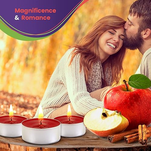 Miniatura 7 de Exquizite - Velas perfumadas de té con aroma a manzana, canela y lila, paquete de 30 x 2, velas de té con 3-4 horas de tiempo de combustión, velas