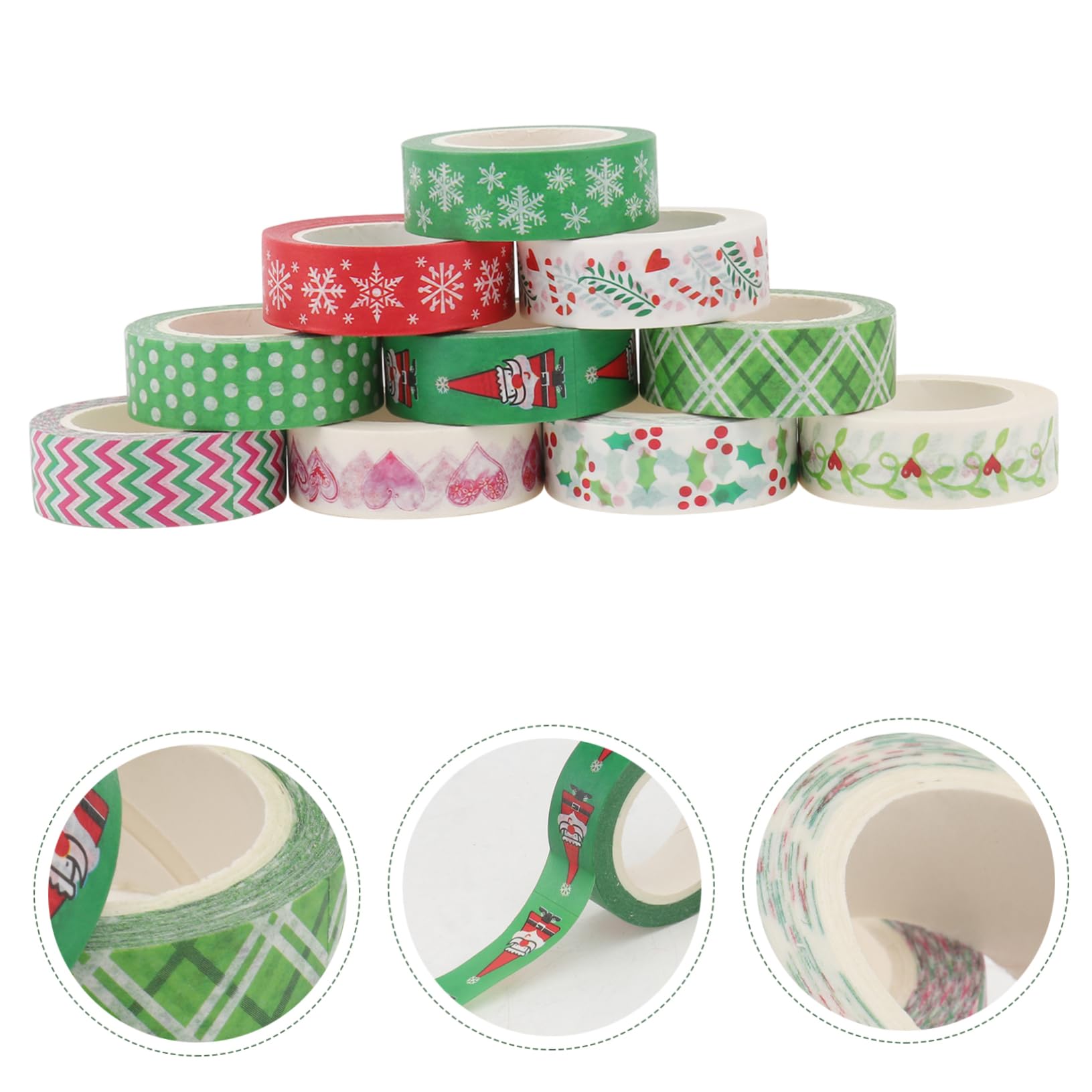 SHINEOFI 30pezzi Washi Tape Decorativi Per Natale Nastro Adesivo Per Con Motivi Casuali Per Artigianato Planner e Scrapbooking