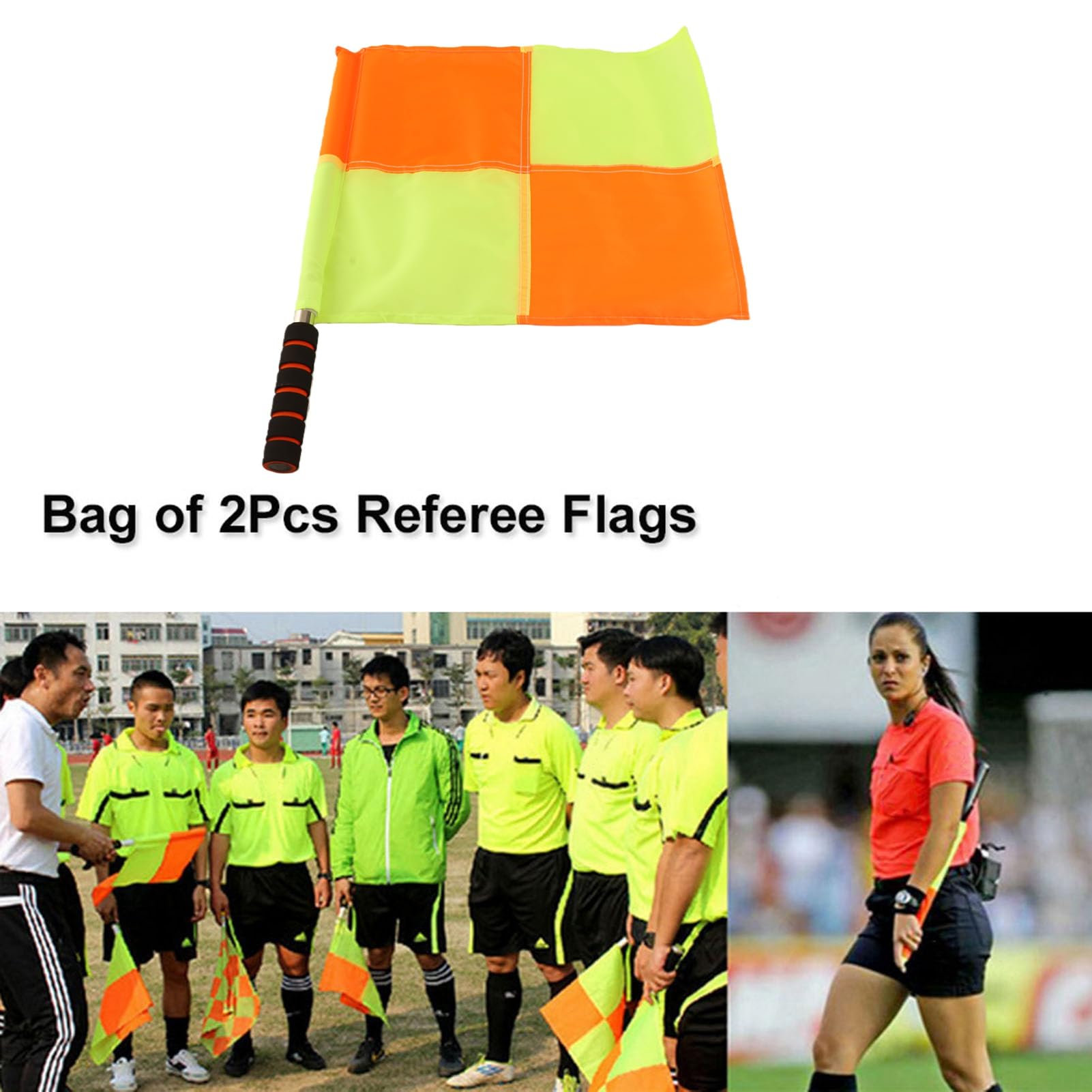 Bandera de árbitro Deportivo, 2 Piezas Bandera de Juez de Línea Tela Impermeable Varilla de Acero Inoxidable de Esponja con Bolsa de Almacenamiento para Entrenamiento de Fútbol,