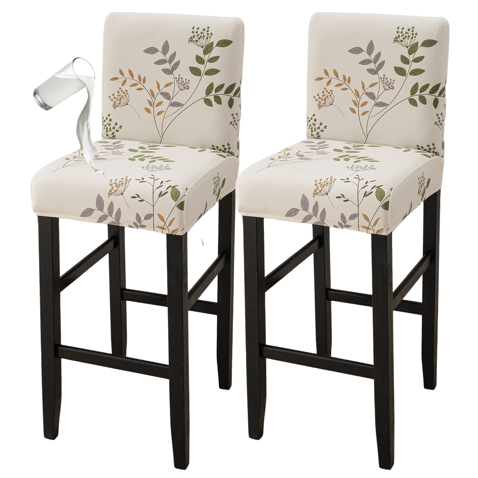 Bar Stool Covers Counter Chair Slipcovers Set of 2,Color 04