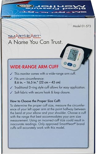 Miniatura 5 de SmartHeart Monitor de presión arterial  Brazalete de brazo de amplio rango  Memoria para 2 personas  Almacenamiento total de lectura 198  Indicador