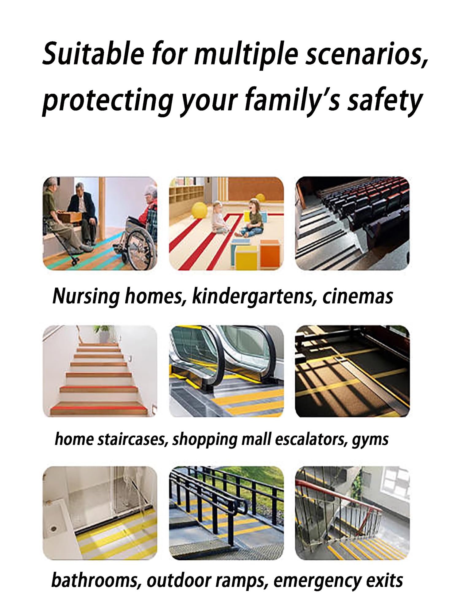 Cinta autoadhesiva antideslizante para escaleras, tiras de seguridad para interiores y exteriores para peldaños de madera, peldaños de tracción para personas mayores, niños, perros