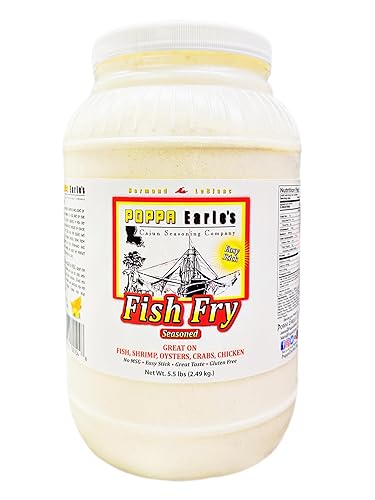 Poppa Earles Fish Fry Gallon-5.5lbs (Cajun Seasoning Company) Sin gluten y sin MSG, empanado multiusos para freír, sin azúcar, empanado de mariscos,