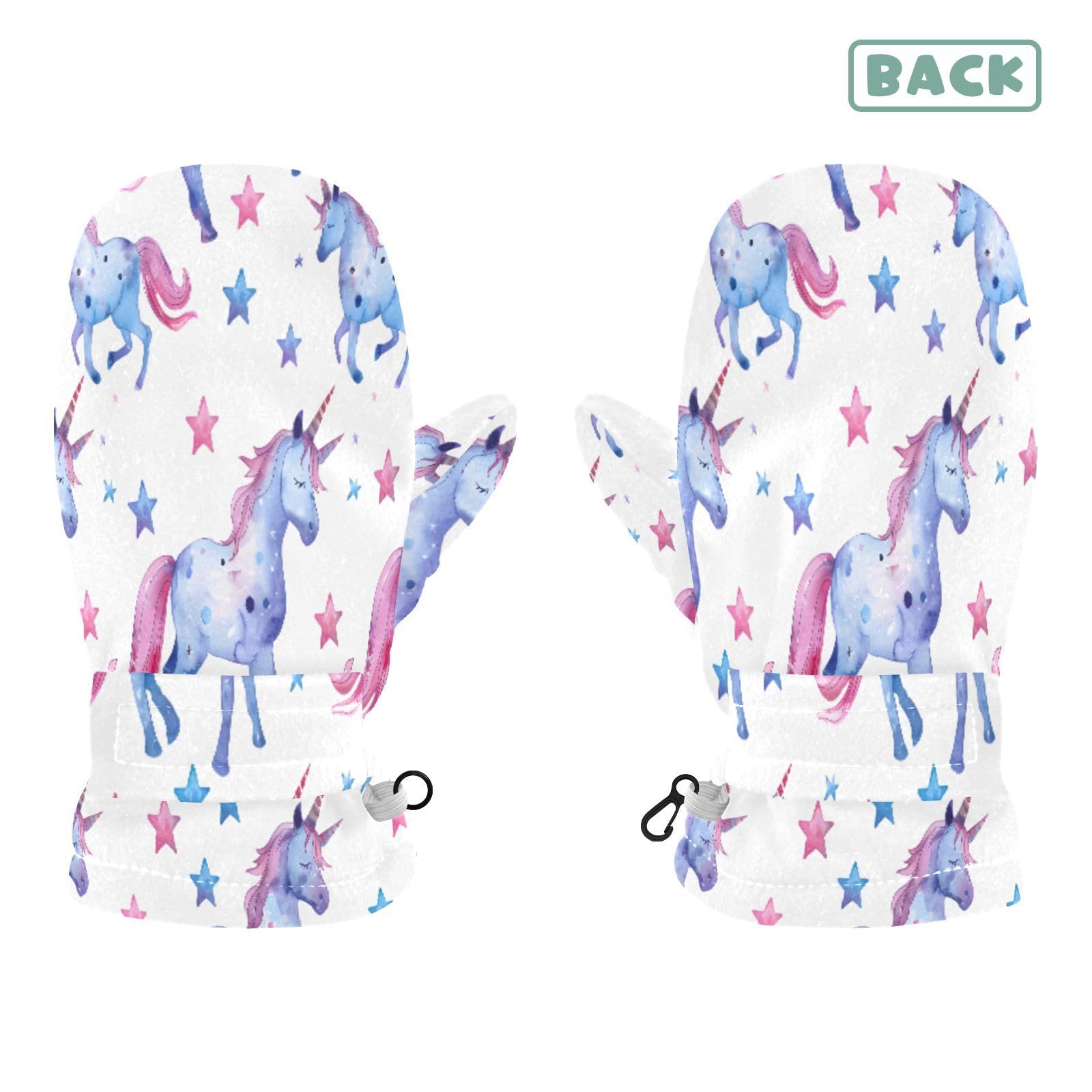 Kid's Winter Gloves Children Warm Gloves Cute Watercolor Unicorn for Boys Girl Age 2-4 Years