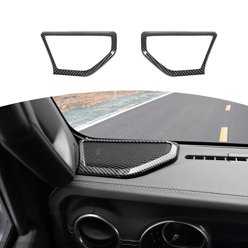 Moldura de Acabamento da Caixa de Som da Coluna A para Jeep Wrangler JL JLU e Gladiator JT, Efeito Fibra de Carbono, RT-TCZ, 2 peças
