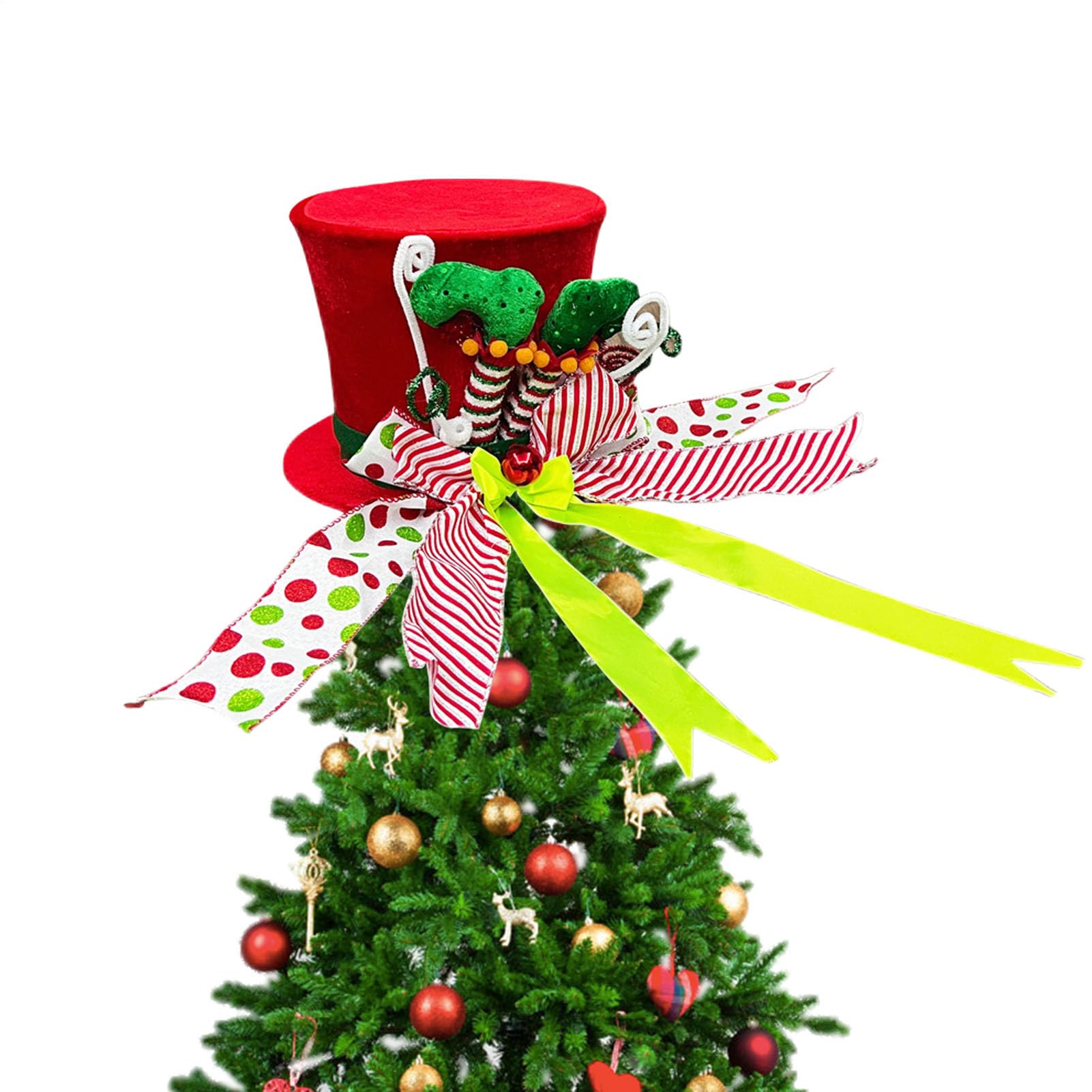 Chapeau d'arbre de Noël ornement de cime pliable et haut festif de cheminée