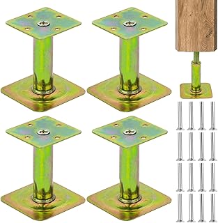 Support Poteau Bois Réglables 100-130 mm, 4 Pièces Supports de Poteau en Acier Galvanisé, Pied de Support pour Clôtures, Abris, Terrasses, Carports, Pergolas, Tonnelles de Jardin