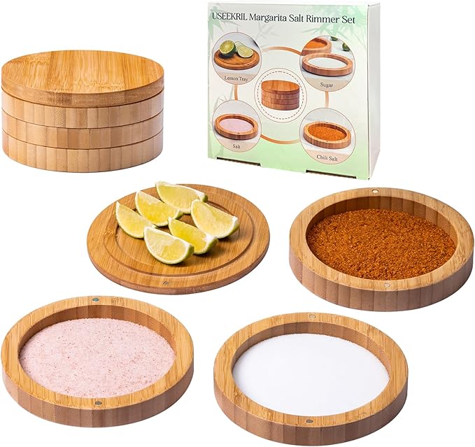 3-Tier Bamboo Margarita Salt Rimmer Set