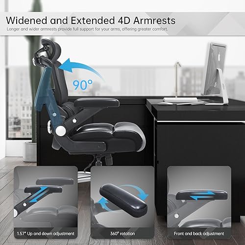 Miniatura 8 de Silla de oficina grande y alta, 500 libras, silla de escritorio resistente para computadora con soporte lumbar, silla de oficina ejecutiva