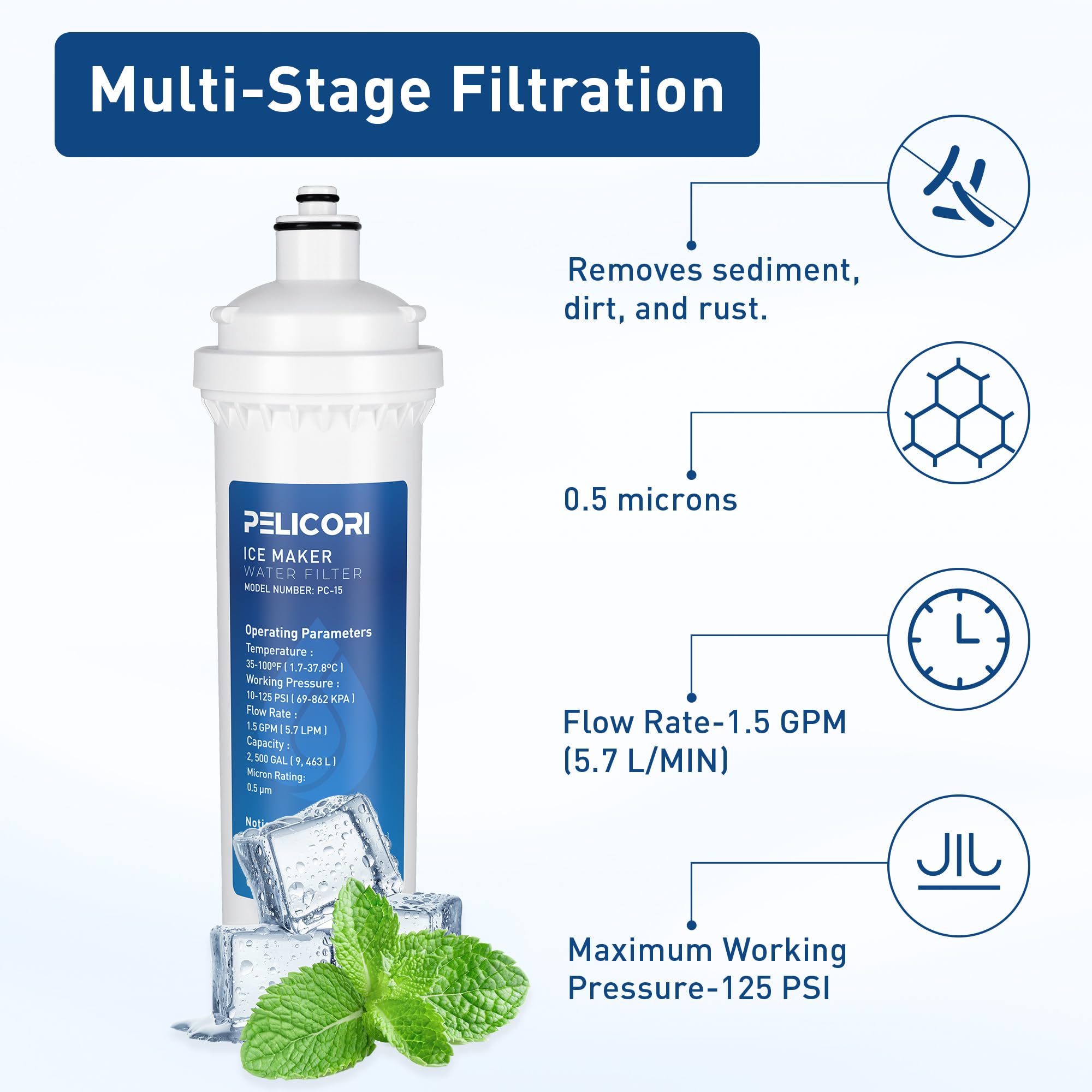 Ice O Matic IOMQ Water Filter for IFQ1 and IFQ2 Systems (2 Pack)