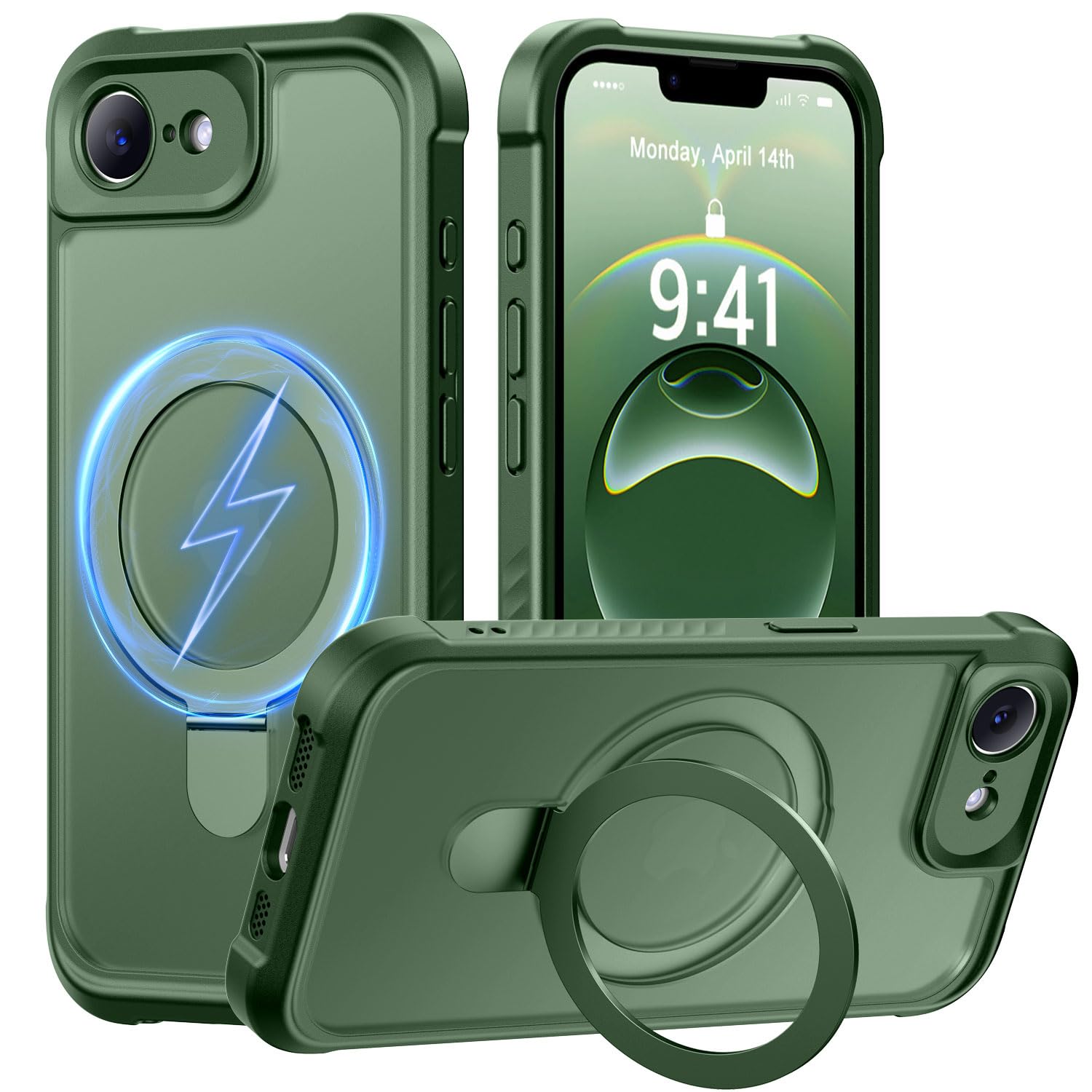 MOCCA Magnetic for iPhone 17e Case with Stand,Dark Green
