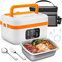 Vista 8 de Fiambrera eléctrica inalámbrica, calentador de alimentos autocalentable, fiambreras a batería con recipiente de 1 litro, lonchera térmica recargable