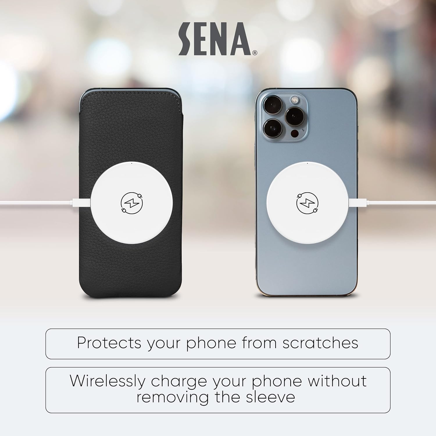 SENA UltraSlim Classic, Slim Fit Soft Leather Sleeve Case Compatible with (6.7 Inch - iPhone 14 Plus / 15 Plus, 13 Pro Max / 14 Pro Max / 15 Pro Max, Wallet Black)