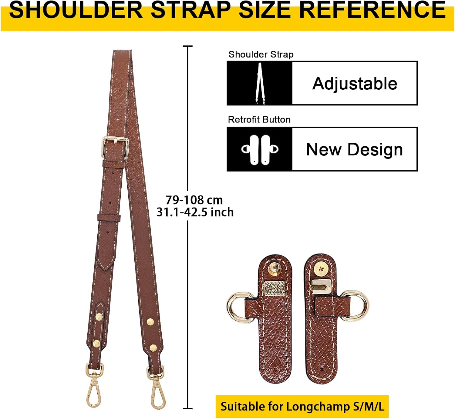 Cowhide Leather Adjustable Crossbody Strap for Longchamp Le Pliage Mini Bag Replacement Shoulder Strap Kit - Image 3