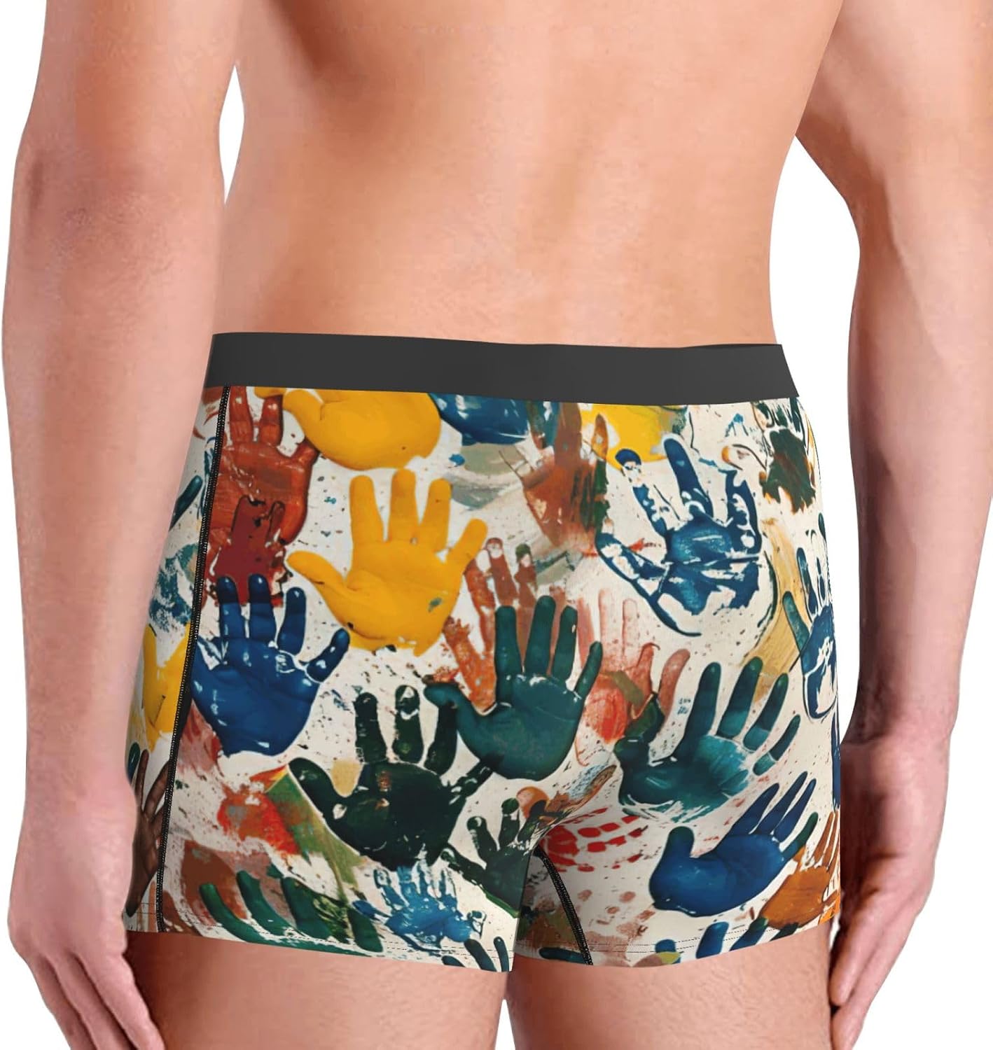 Funny Novelty Boxer Briefs Underwear for Men-Unique Humorous Design Boxer Shorts Kids Hand Print Print