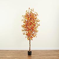 Vista 5 de Nearly Natural Árbol de otoño artificial de ficus de otoño de 7 pies