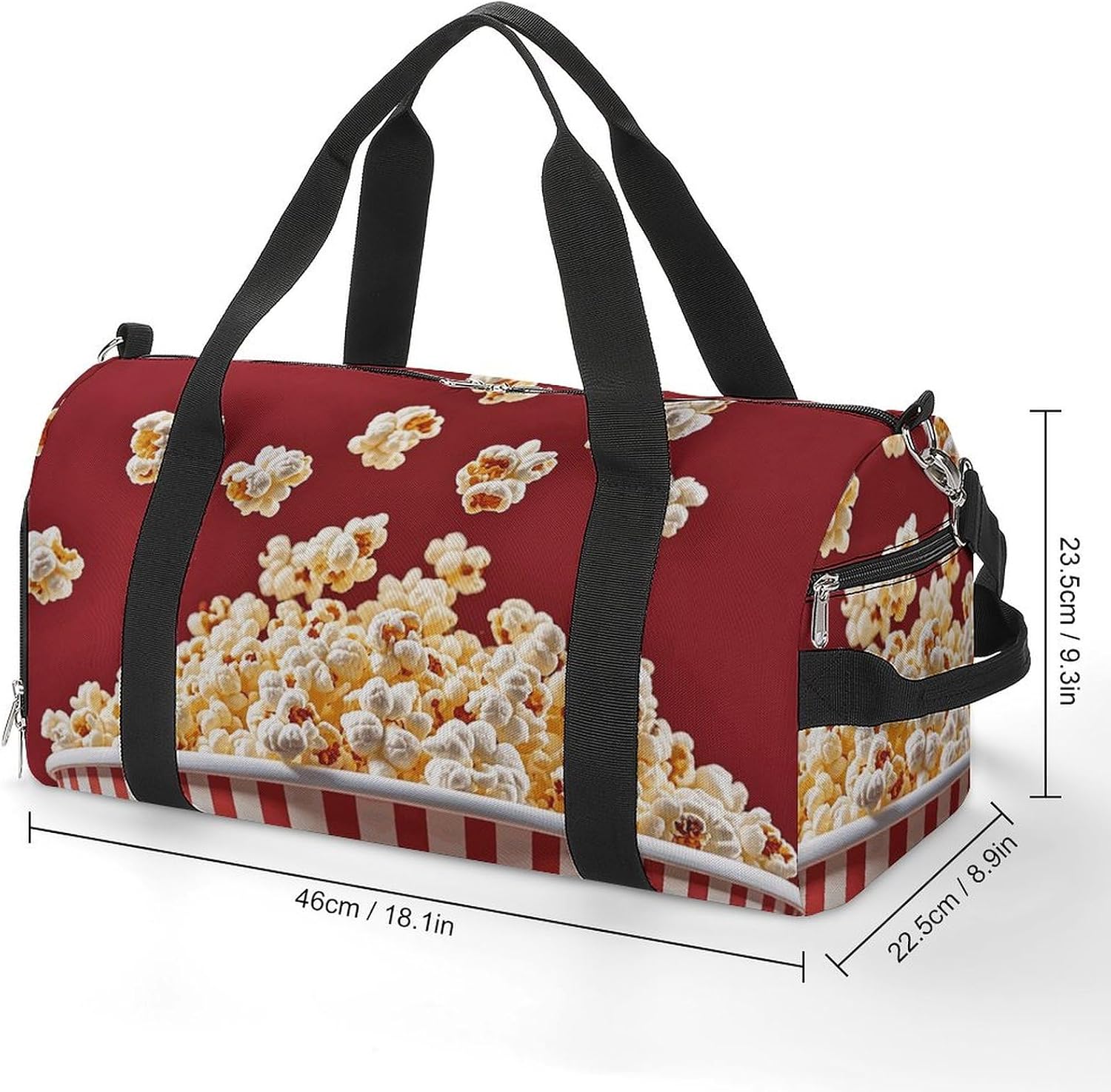 Popcorn Barrel Gym Bags for Men And Women, Duffle Bag for Travel Sports Bag Camping Weekend Carry on Overnight Duffel Bag with Shoulder Strap