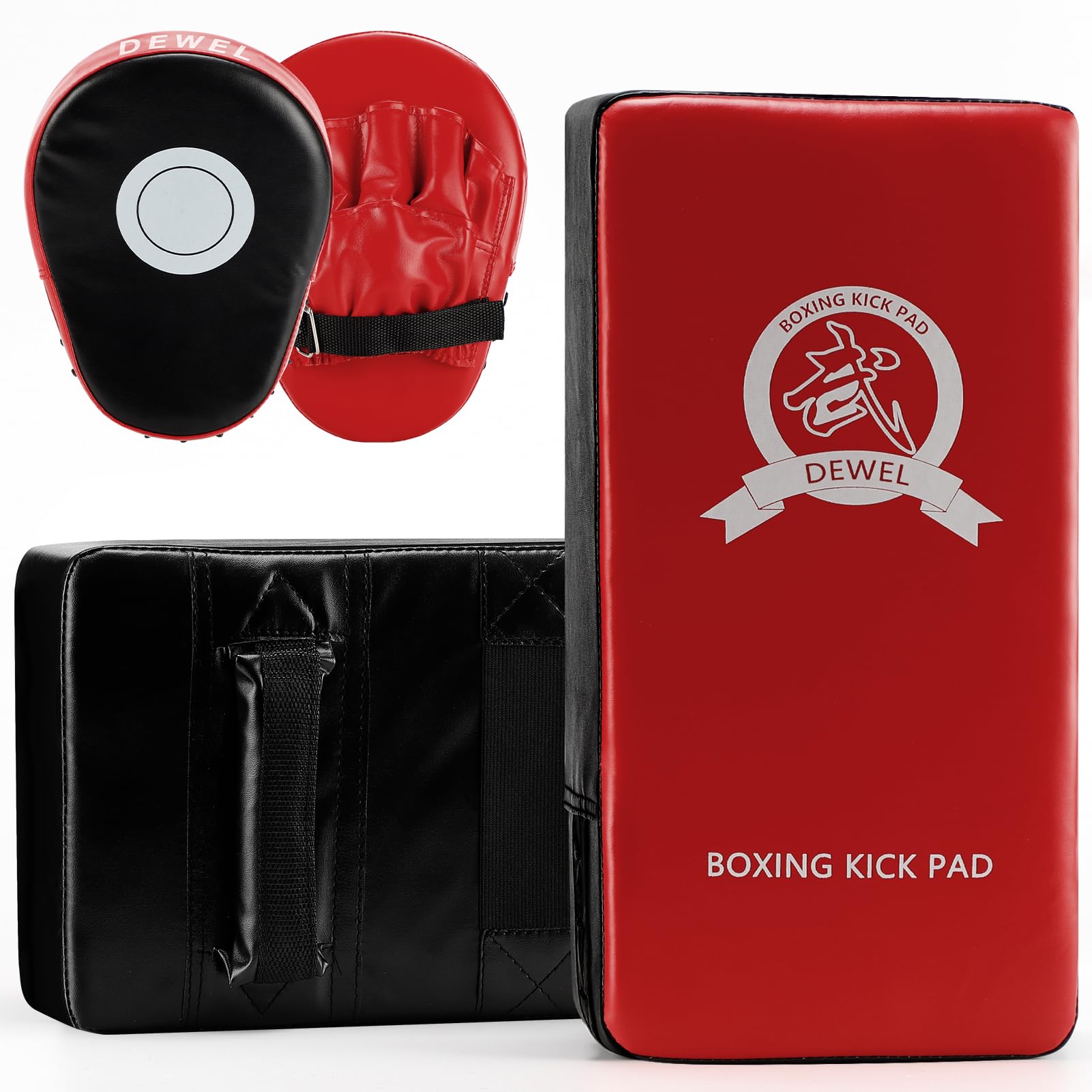 DEWEL Pad Boxe, 2 Guanti da Passata E 2 Striking Shield Colpitori per L'allenamento di Boxe In Muay Thai, Kickboxing, Karate, Arti Marziali, Ecc. (4 Pezzi）