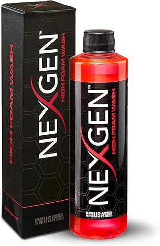 Nexgen Lavado de autos de alta espuma (8 onzas), jabón de coche de grado profesional, pH equilibrado para un brillo impecable, detalles de automóvil