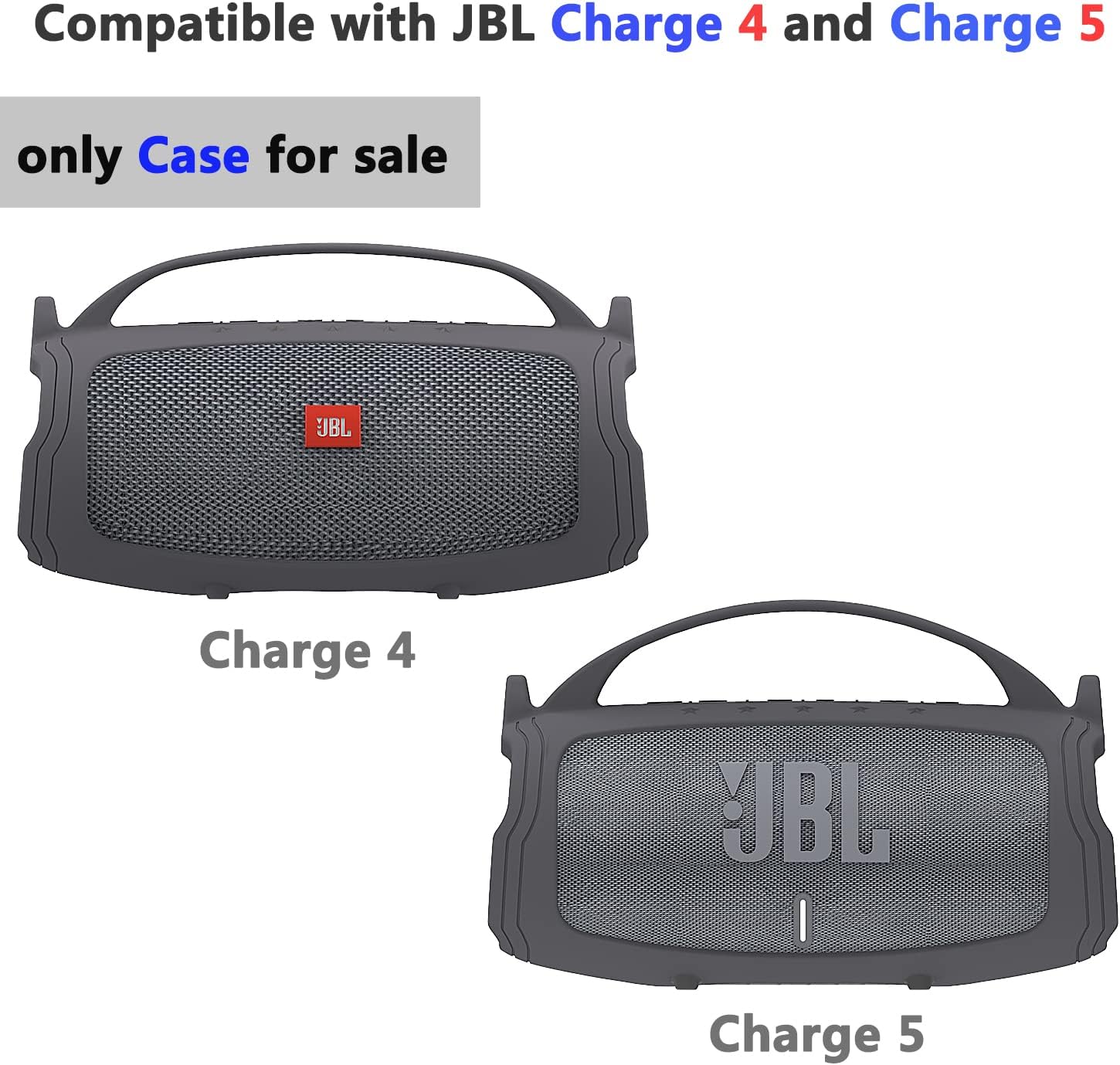 Silicone Cover Case Compatible with JBL Charge 4/5 Portable Bluetooth Speaker, Soft Skin Sleeve for JBL Charge 4/5 Bluetooth Speaker Accessories (Gray Case, NOT for Wi-Fi Version) - Image 2
