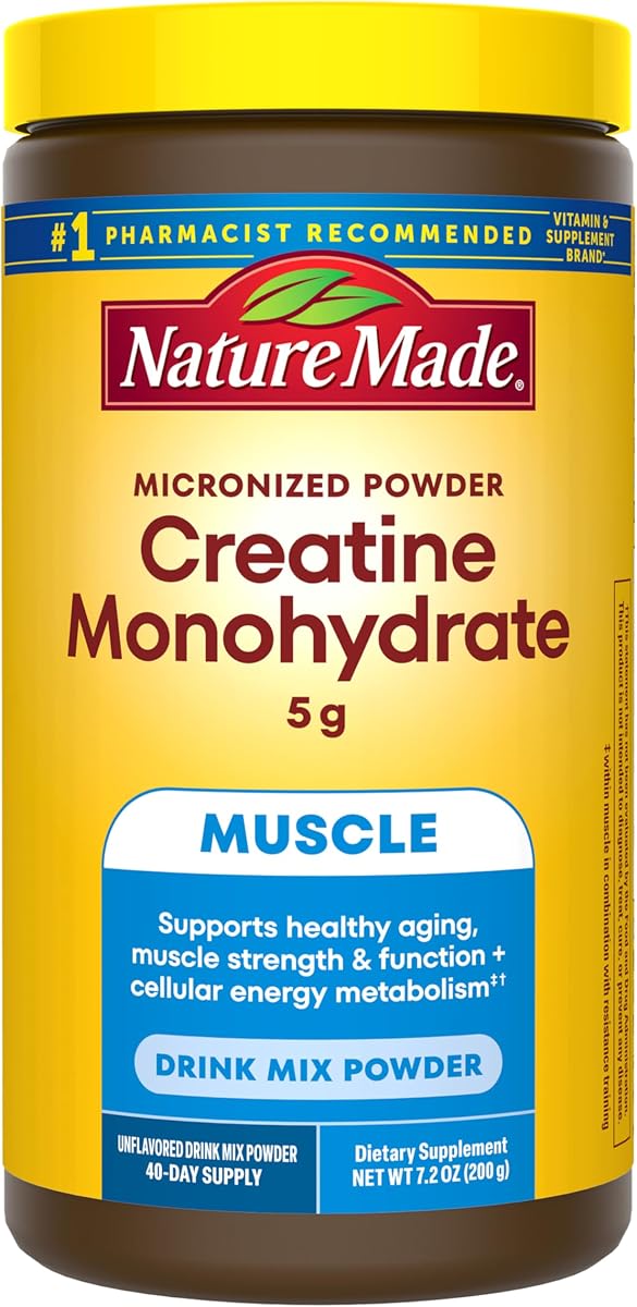 Micronized Creatine Monohydrate Powder 5g per Serving, 200 g | Unflavored Drink Mix Powder for Muscle Support, Creatine Monohydrate Supports Muscle Recovery After Exercise, 40 Day Supply