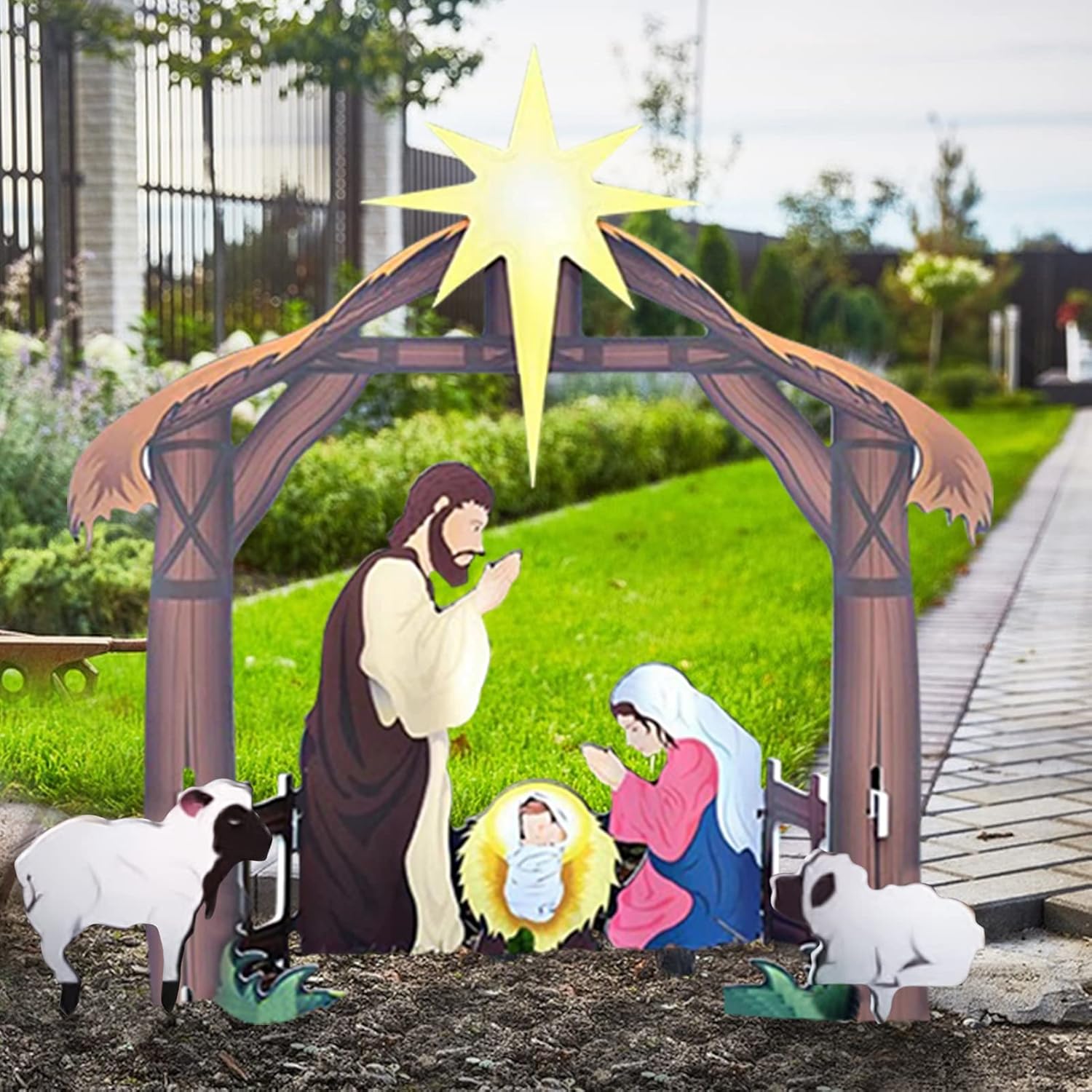 Ornaments， Decorations, Indoor Decoration, Home decoration Christmas Nativity Scene Stake, Outdoor Nativity Scene Sign, Waterproof Christmas Jesus Silhouette Logo for Outdoor Decor, Holiday Yard Sign