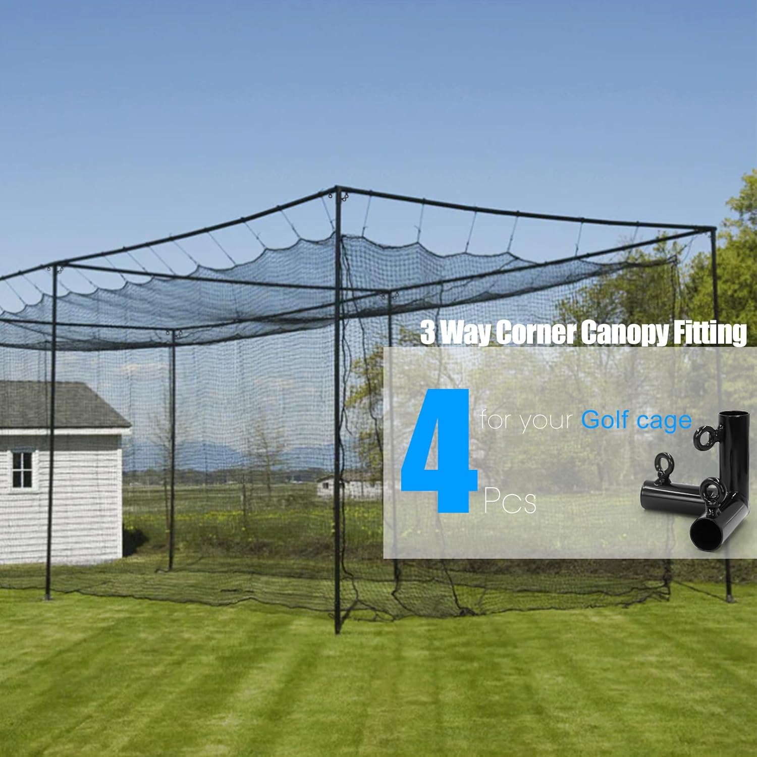 Aoneky 4pcs 3 Way 2" Corner Canopy Fitting - Cage Frame Corner Kit for Golf Basebal Batting Cage