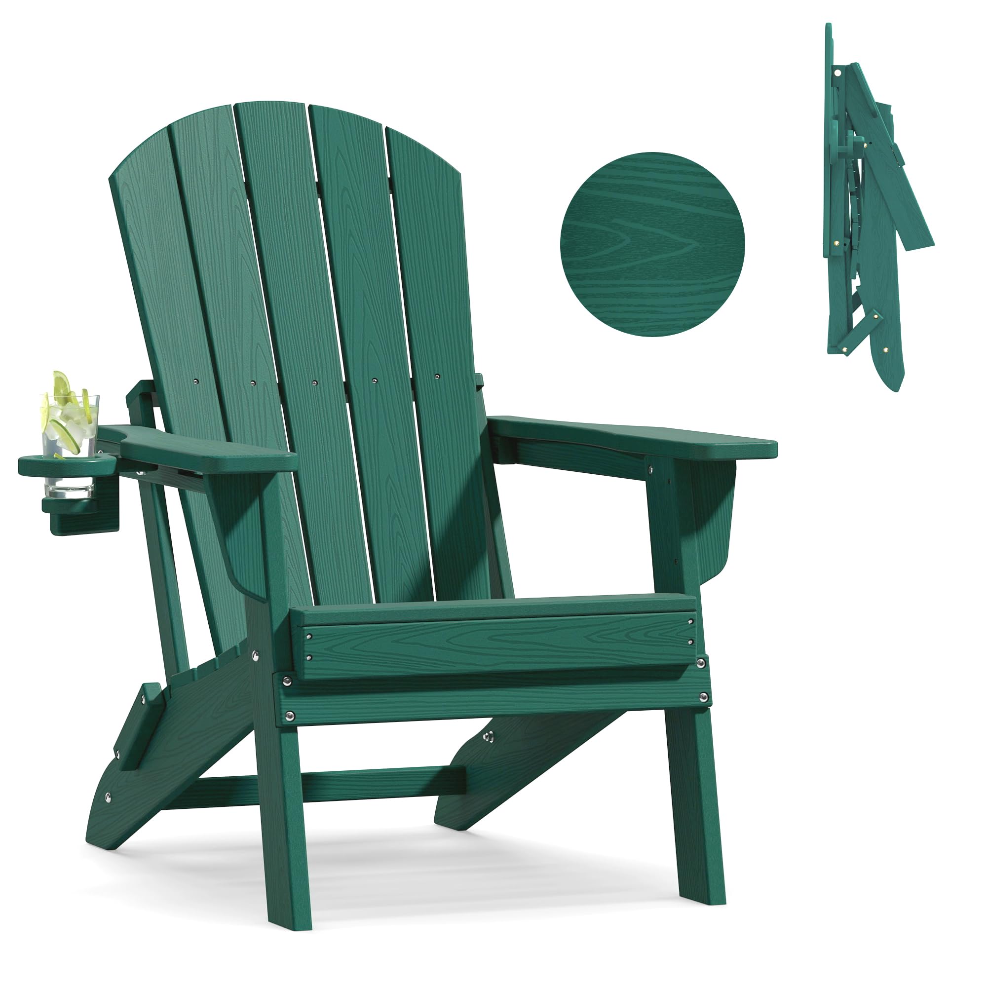 Plawdlik Folding Adirondack Chair in Green