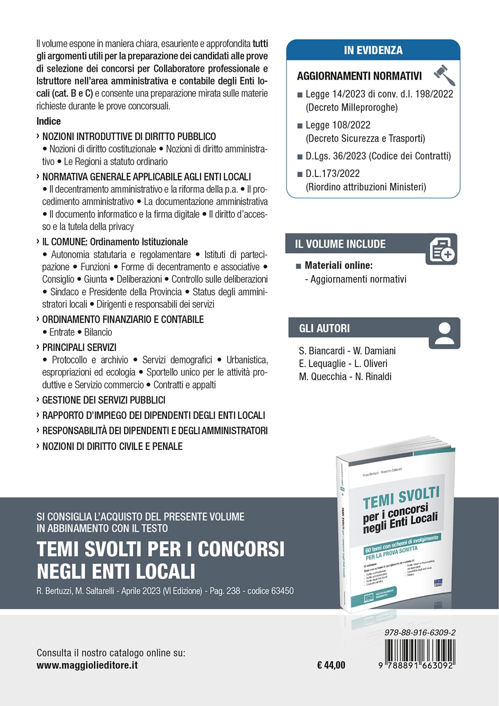 Concorso collaboratore professionale e istruttore area amministrativa e contabile Cat. B e C negli Enti locali. Manuale completo